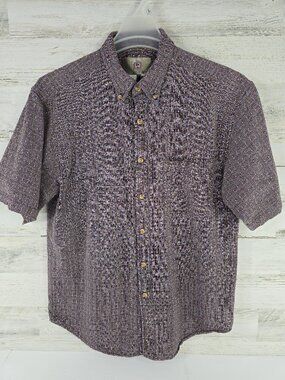 The Territory Ahead Purple Textured Checkers Button Down Pocket Shirt Size LARGE